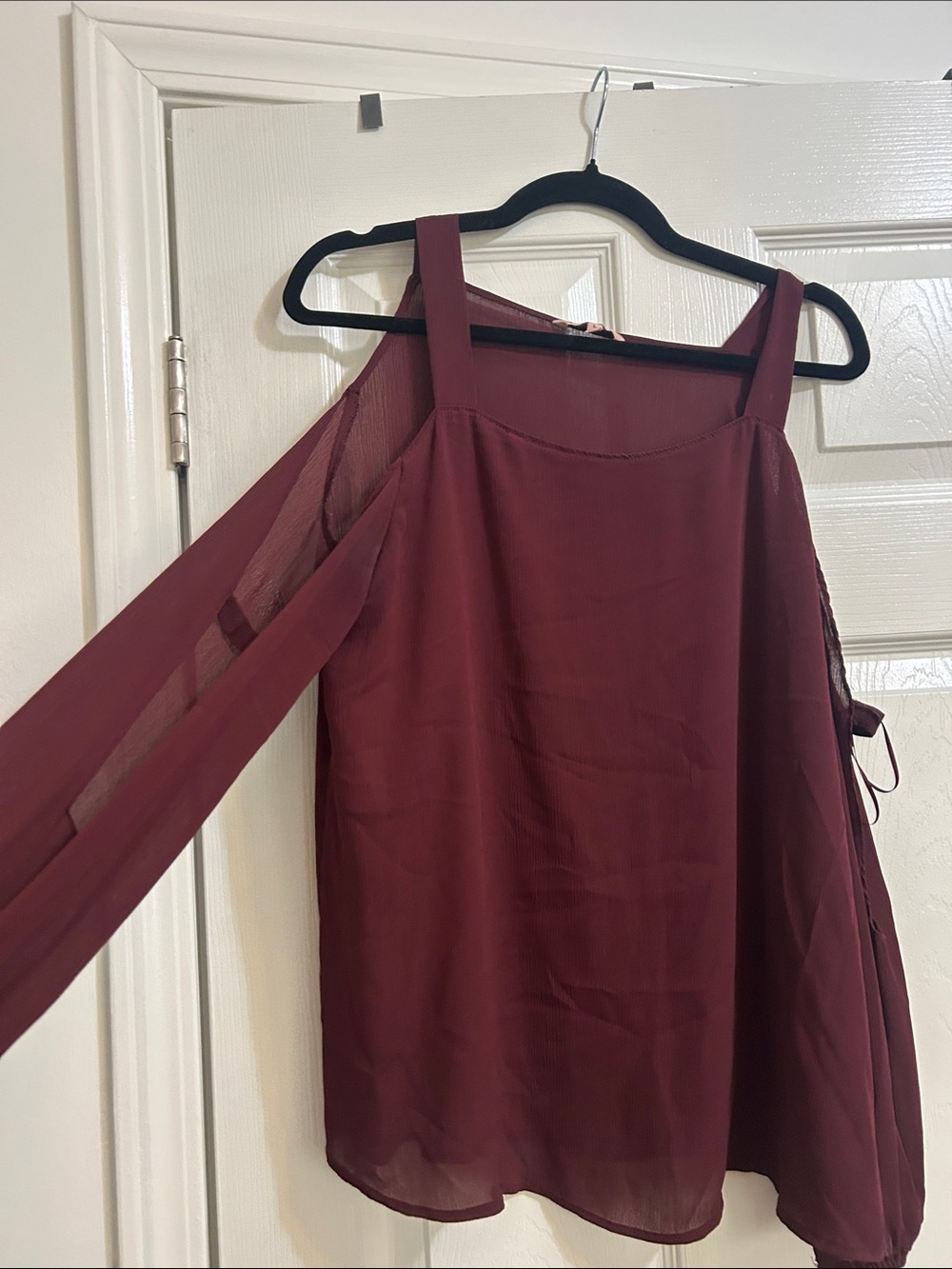Juicy Couture Wine Cold-Shoulder Long Sleeve Dress